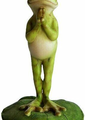 Miniature Dollhouse Fairy Garden Yoga Frog on Lotus Leaf Namaste