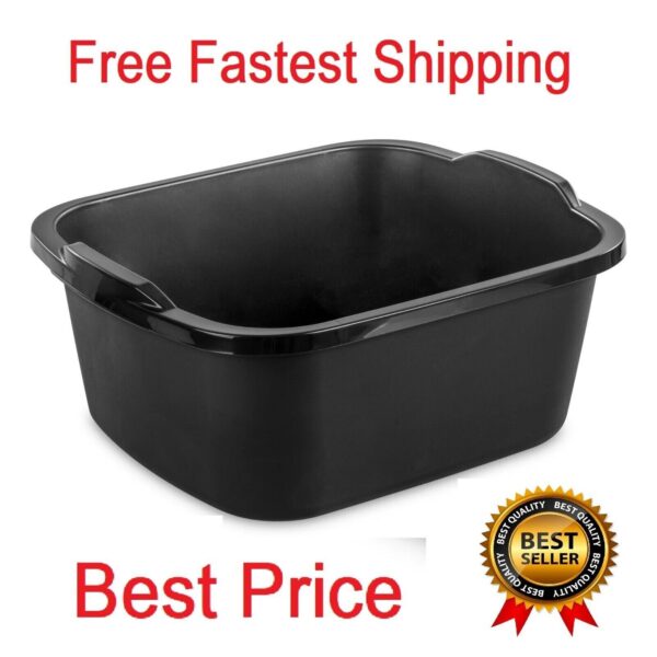 Dishpan Basin Dish Plastic Wash Food Kitchen Storage Box 18 Qt Black Tub Laundry