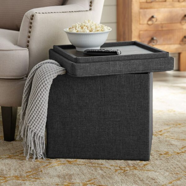 Picture 1 of 3 Click to enlarge Have one to sell? Sell now Better Homes & Gardens Addison Storage Ottoman with Tray, 16" - Image 2