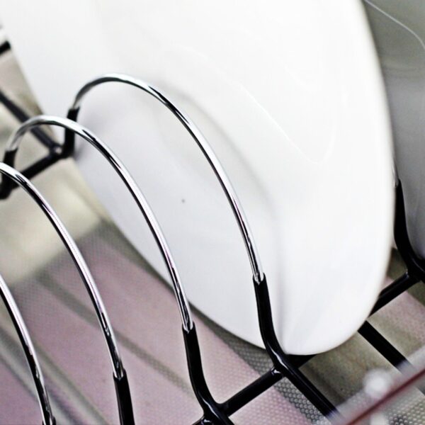 Kitchen Steel Over Sink Dish Drying Rack with Cutlery Holder Drainer Organizer - Image 2