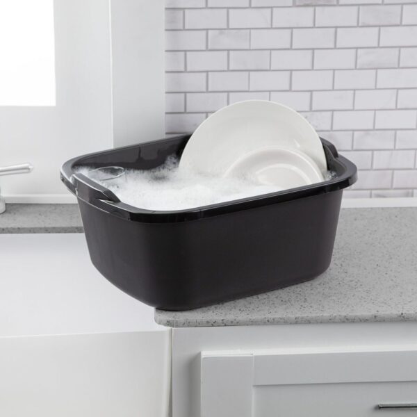 Dishpan Basin Dish Plastic Wash Food Kitchen Storage Box 18 Qt Black Tub Laundry - Image 2