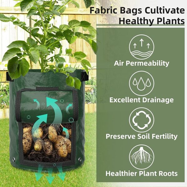 2Pcs 10 Gallon Grow Bags NonWoven Pots Garden Vegetable Planting Bags For Potato - Image 2