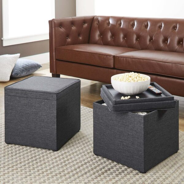 Picture 1 of 3 Click to enlarge Have one to sell? Sell now Better Homes & Gardens Addison Storage Ottoman with Tray, 16" - Image 3