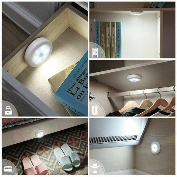 6 LED Motion Sensor Night Light Indoor Stairs Hallway Home Lamp Battery Operated - Image 3