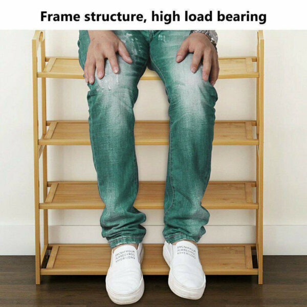 BAMBOO SHOE FOOTWEAR RACK ORGANISER WOODEN STORAGE SHELVES STAND SHELF UNIT - Image 3