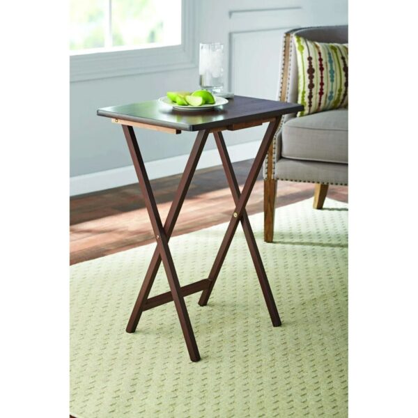 Mainstays Folding TV Tray Table - Walnut - Image 4