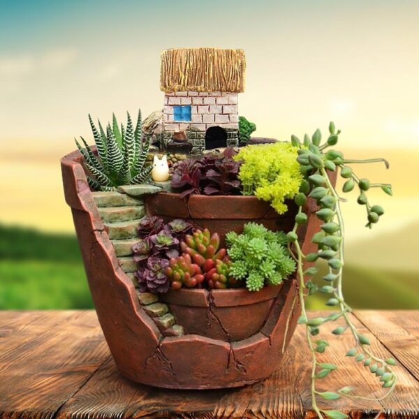 Plants Potted Resin Flower Pots Sweet House Fairy Garden Planter For Home MU - Image 4