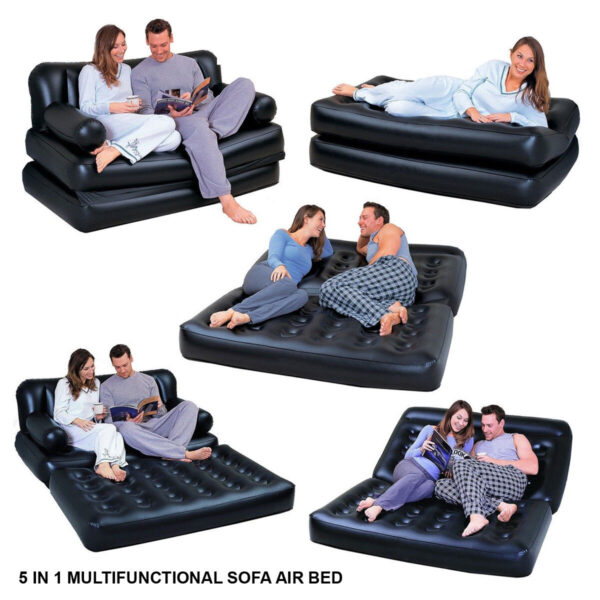 SOFA AIRBED 5 in 1 INFLATABLE DOUBLE COUCH LOUNGER MATTRESS BLOW UP - Image 5