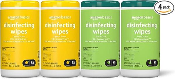 Disinfecting Wipes, Lemon & Fresh Scent, Sanitizes/Cleans/Disinfects/Deodorizes, 340 Count (4 Packs of 85)