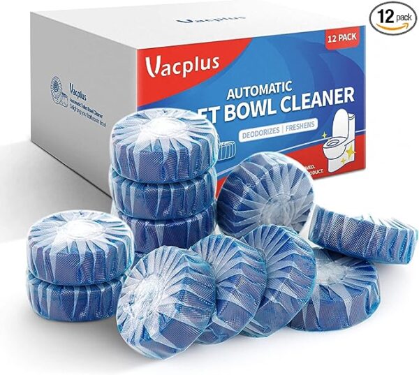 Vacplus Automatic Toilet Bowl Cleaner Tablets, Bathroom Toilet Tank Cleaner (12 PACK), VA-T165