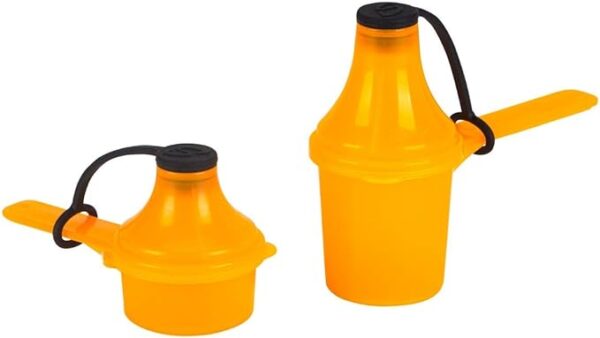 The Scoopie Supplement Container, Scoop and Funnel System for Pre Workout Powder, Spill Proof Dispenser, Gym Shaker Bottle Accessory, PACK OF 2, ORANGE (1 tbsp | 15 mL) (2 tbsp | 29.6 mL)