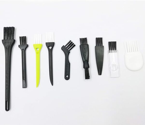 9pcs/Set Small Portable Plastic Handle Nylon Anti Static Brushes Computer Keyboard Cleaning Brush Kit, Small Brush kit,Home Kitchen Crevice Cleaning Tools, Shaver Brush Cleaner