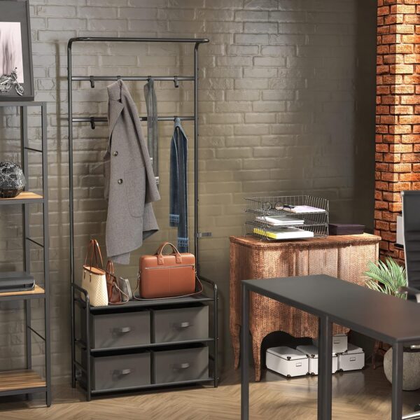 Simple Houseware Coat Rack with Storage Shelf, Black - Image 2