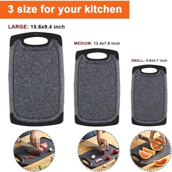 KIMIUP Kitchen Cutting Board (Set of 3),Professional Chopping Boards Sets,Dishwasher Safe Cutting Boards With Juice Grooves & Carrying Handle & No BPA - Image 2