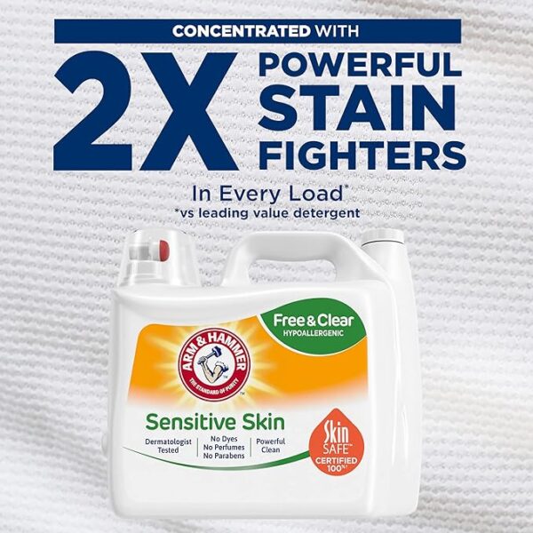 Arm & Hammer Sensitive Skin Free & Clear, 140 Loads Liquid Laundry Detergent, 140 Fl oz - Image 3