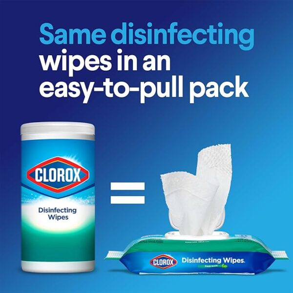 Clorox Disinfecting Wipes, Bleach Free Cleaning Wipes, Household Essentials, Fresh Scent, Moisture Seal Lid, 75 Wipes, Pack of 3 (New Packaging) - Image 3