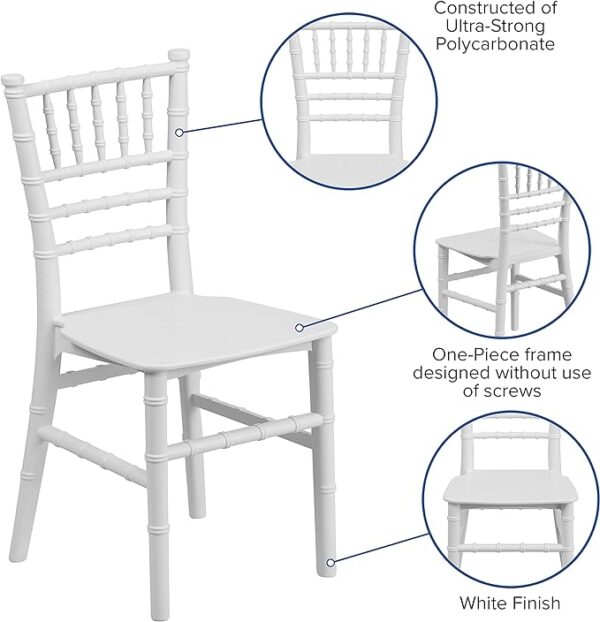 EMMA + OLIVER Child’s All Occasion White Resin Chiavari Chair for Home or Home Based Rental Business - Image 3