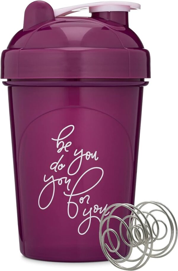 [2 Pack] 20-Ounce Shaker Bottle with Motivational Quotes (Plum & Rose) | Protein Shaker Bottle with Mixer Agitators | Blender Shaker Bottle for Protein Mixes Pack is BPA Free and Dishwasher Safe - Image 3