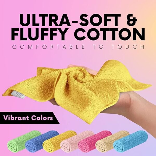 Elaine Karen 100% Cotton WASHCLOTHS, 8pc Set, Colors May Vary - Image 3