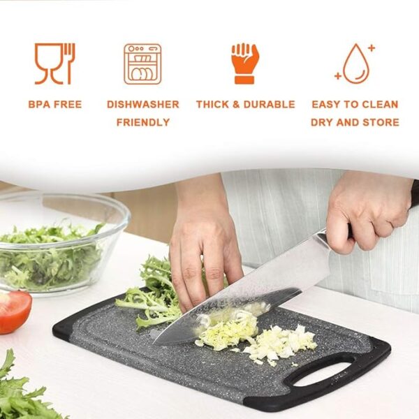 KIMIUP Kitchen Cutting Board (Set of 3),Professional Chopping Boards Sets,Dishwasher Safe Cutting Boards With Juice Grooves & Carrying Handle & No BPA - Image 3