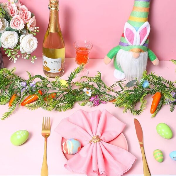 Hotop 4 Pcs 6.56 ft Artificial Easter Garland with Easter Eggs and Carrots Spring Floral Easter Decor Easter Egg Garland for Mantle Home Kitchen Fireplace Indoor Outdoor Holiday Easter Party Decor - Image 2