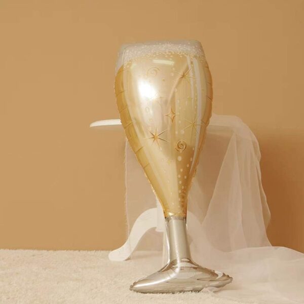4-Pc Champagne Bottle & Glass Mylar Balloons – Foil Balloons for Birthday, Wedding & Party Decor - Image 2