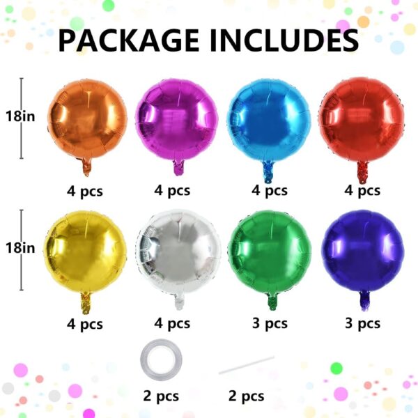 30 Pcs 18" Colorful Round Foil Balloons – Big Helium Mylar Balloons for Parties & Celebrations - Image 4