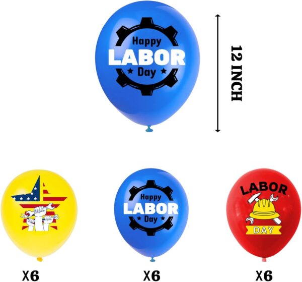 Labor Day Balloon Kit – 18 Pcs American Flag, Tools & Fist Balloons for Holiday Party Decorations - Image 4