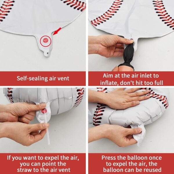 18-Pc Baseball Foil Balloon Set – Sports Party Decorations with 18" Baseball, 20" Glove & 29" Bat Balloons - Image 4