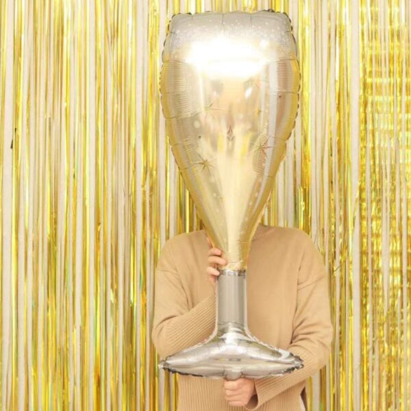 4-Pc Champagne Bottle & Glass Mylar Balloons – Foil Balloons for Birthday, Wedding & Party Decor - Image 3
