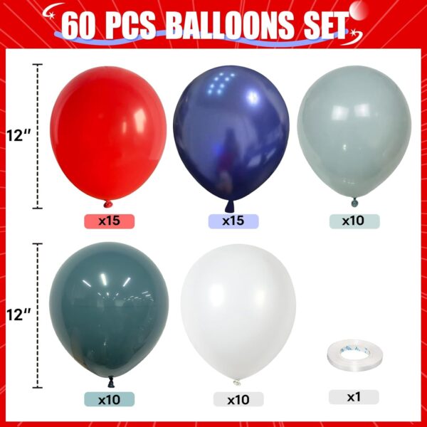 60 PCS Red, Blue & White Balloons – 12" Patriotic Party Decorations for 4th of July, Memorial Day, Labor Day & Sports Events - Image 4