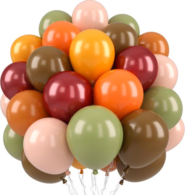 Fall Balloons Set – Sage Green, Brown, Orange, Yellow & Burgundy for Thanksgiving & Woodland Theme Parties