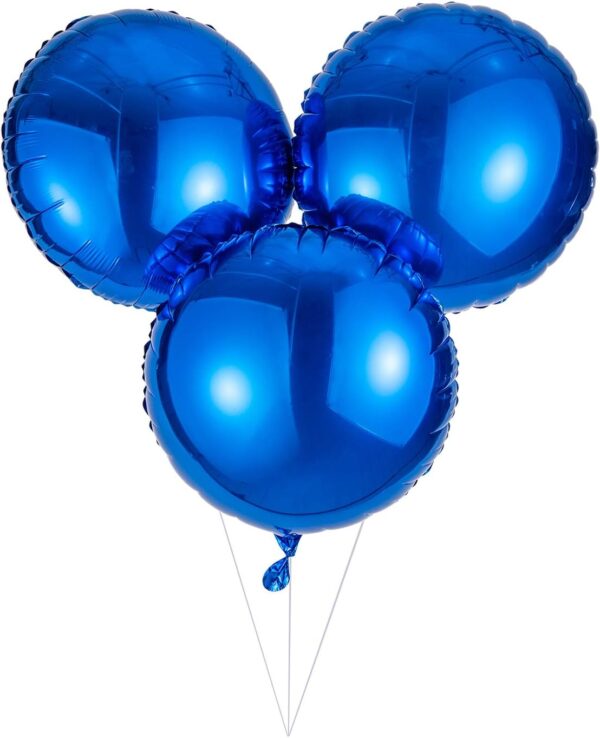 20 Pcs 18" Blue Round Foil Balloons – Mylar Helium Balloons for Birthday, Wedding & Baby Shower Decor - Image 3