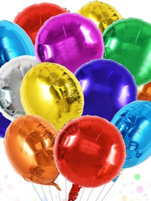 30 Pcs 18" Colorful Round Foil Balloons – Big Helium Mylar Balloons for Parties & Celebrations