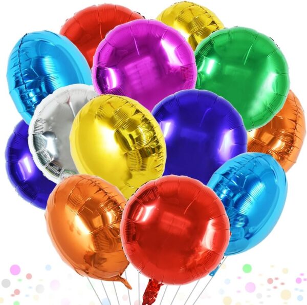 30 Pcs 18" Colorful Round Foil Balloons – Big Helium Mylar Balloons for Parties & Celebrations