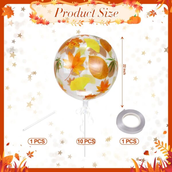 22" Thanksgiving Maple Leaf Balloons – 10 Pcs Large Orange 4D Foil Balloons for Fall Party Decor - Image 4