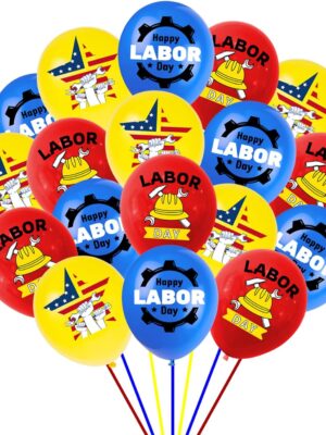 Labor Day Balloon Kit – 18 Pcs American Flag, Tools & Fist Balloons for Holiday Party Decorations
