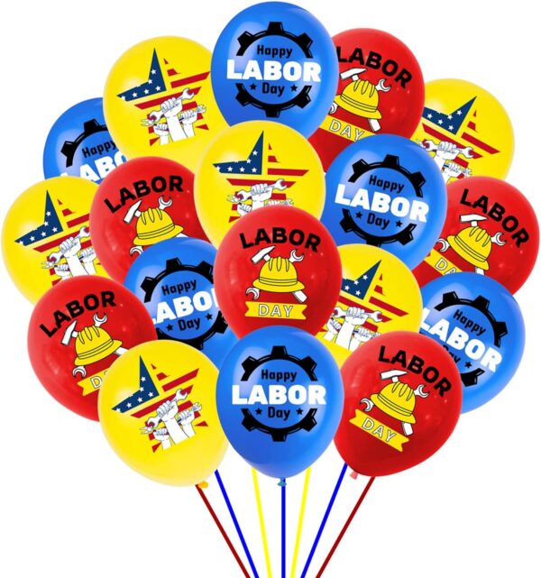 Labor Day Balloon Kit – 18 Pcs American Flag, Tools & Fist Balloons for Holiday Party Decorations