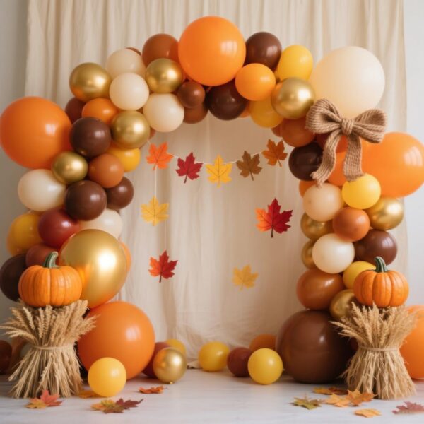 138-Pc Orange, Brown & Gold Balloon Garland Kit – Pumpkin Theme for Fall, Thanksgiving & Party Decor - Image 2