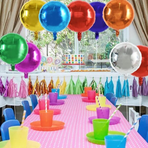 30 Pcs 18" Colorful Round Foil Balloons – Big Helium Mylar Balloons for Parties & Celebrations - Image 3