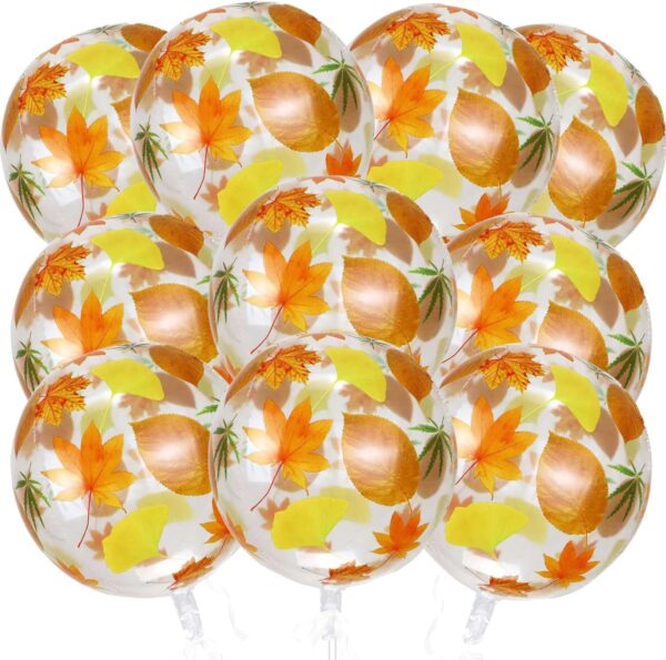 22" Thanksgiving Maple Leaf Balloons – 10 Pcs Large Orange 4D Foil Balloons for Fall Party Decor