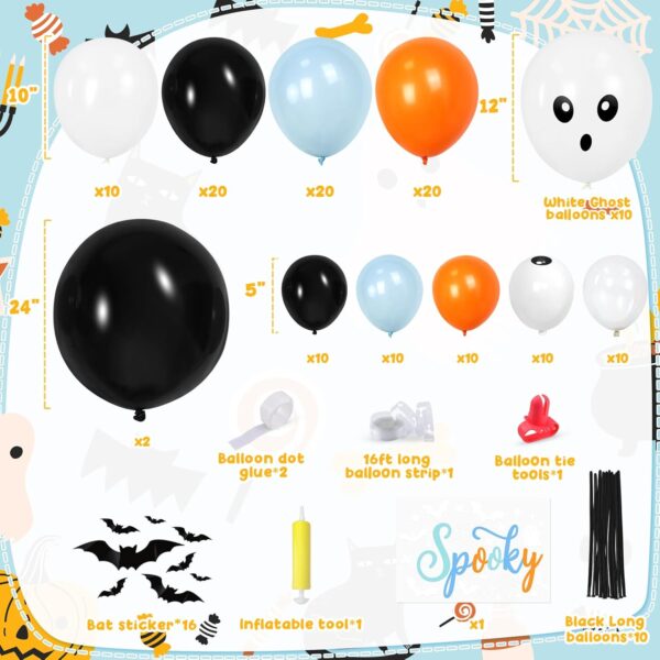 164-Pc Halloween Balloon Garland Kit – Spooky Ghost, Bat & Eyeball Foil Balloons for Party Decor - Image 5