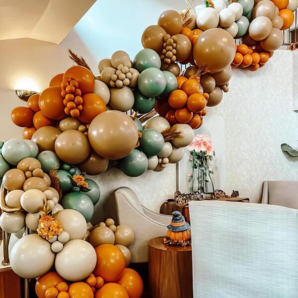 Fall Balloons Set – Sage Green, Brown, Orange, Yellow & Burgundy for Thanksgiving & Woodland Theme Parties - Image 4