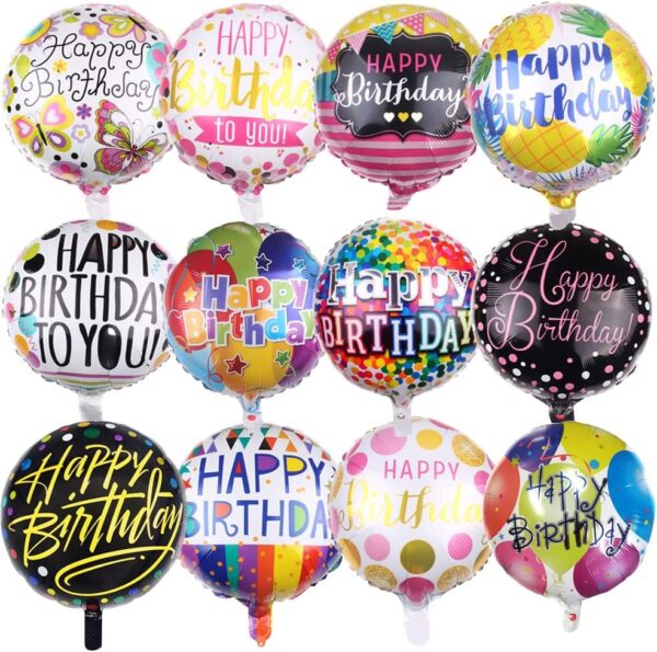 50 Pcs 18" Happy Birthday Foil Balloons – Round Mylar Helium Balloons for Birthday & Baby Shower Parties - Image 5