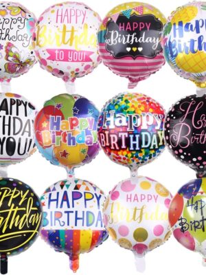 50 Pcs 18" Happy Birthday Foil Balloons – Round Mylar Helium Balloons for Birthday & Baby Shower Parties