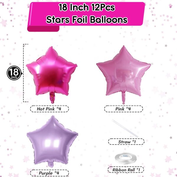 12 Pcs 18" Purple & Pink Star Foil Balloons – Lavender & Hot Pink Mylar Helium Balloons for Parties - Image 4