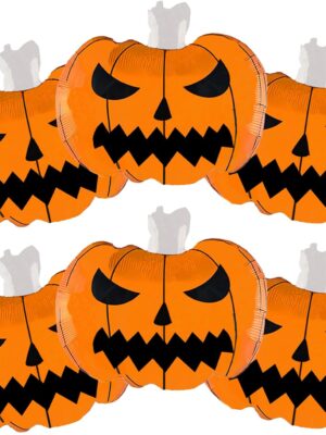 6-Pack 30" Halloween Pumpkin Foil Balloons – Large Scary Jack-O'-Lantern Mylar Balloons for Halloween Parties
