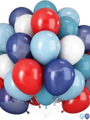 60 PCS Red, Blue & White Balloons – 12" Patriotic Party Decorations for 4th of July, Memorial Day, Labor Day & Sports Events