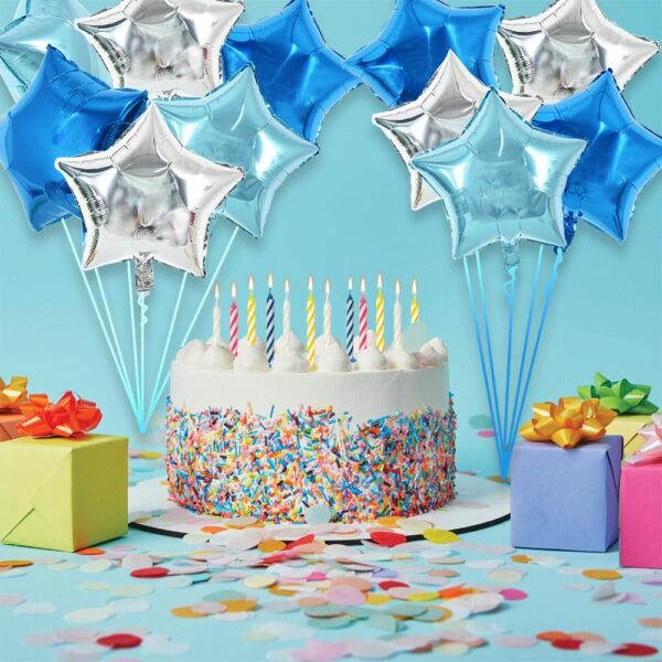 30-Pack 18" Blue & Silver Star Foil Balloons – Large Helium Mylar Stars for Parties & Celebrations - Image 3