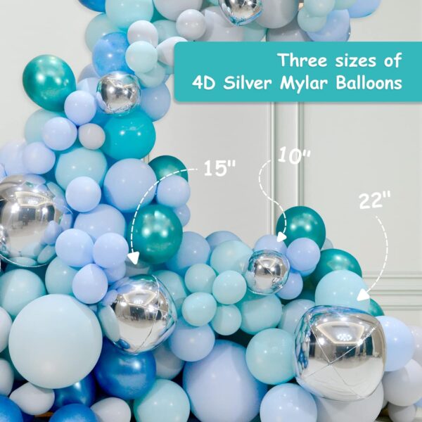 14 Pcs Silver Foil Balloons – Metallic Chrome 4D Round Helium Balloons in Mixed Sizes (22", 15", 10") - Image 2